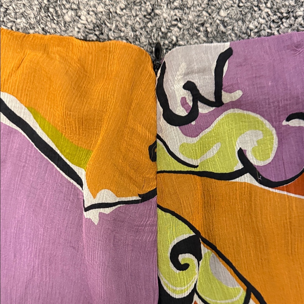 Dana Buchman Colorblock Floral A-Line Midi Skirt - Purple, Green, Orange, Brown - Picture 5 of 5